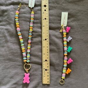 NEW! Betsey Johnson Gummy Bear Beaded Rainbow Candy Necklace and Bracelet set